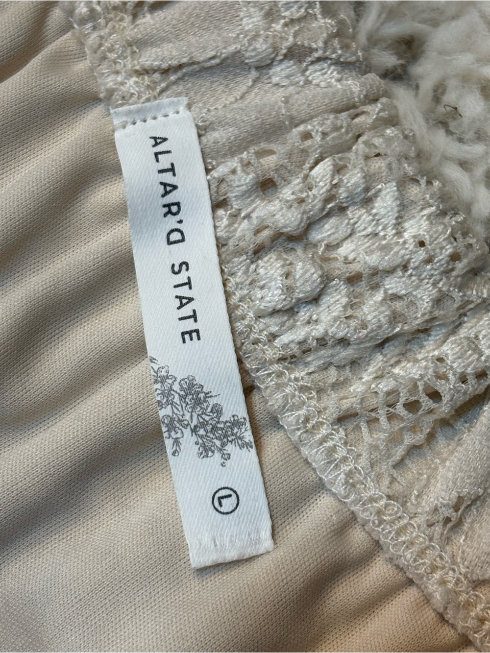 Altar'd State Cream Tiered Lace Maxi Skirt Smocked Boho Cottagecore Ivory - Picture 5 of 6